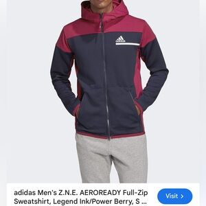 Adidas Men's Z.N.E. AEROREADY Full-Zip Legend Ink/Power Berry Hoodie